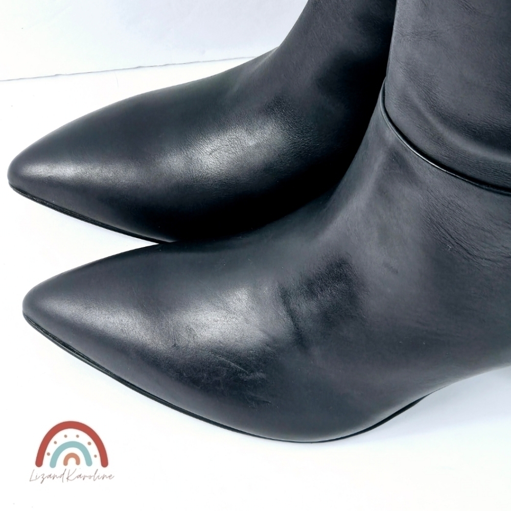 New! Madewell The Justine Knee Boot with Extended Calf in Black Leather - Picture 13 of 16